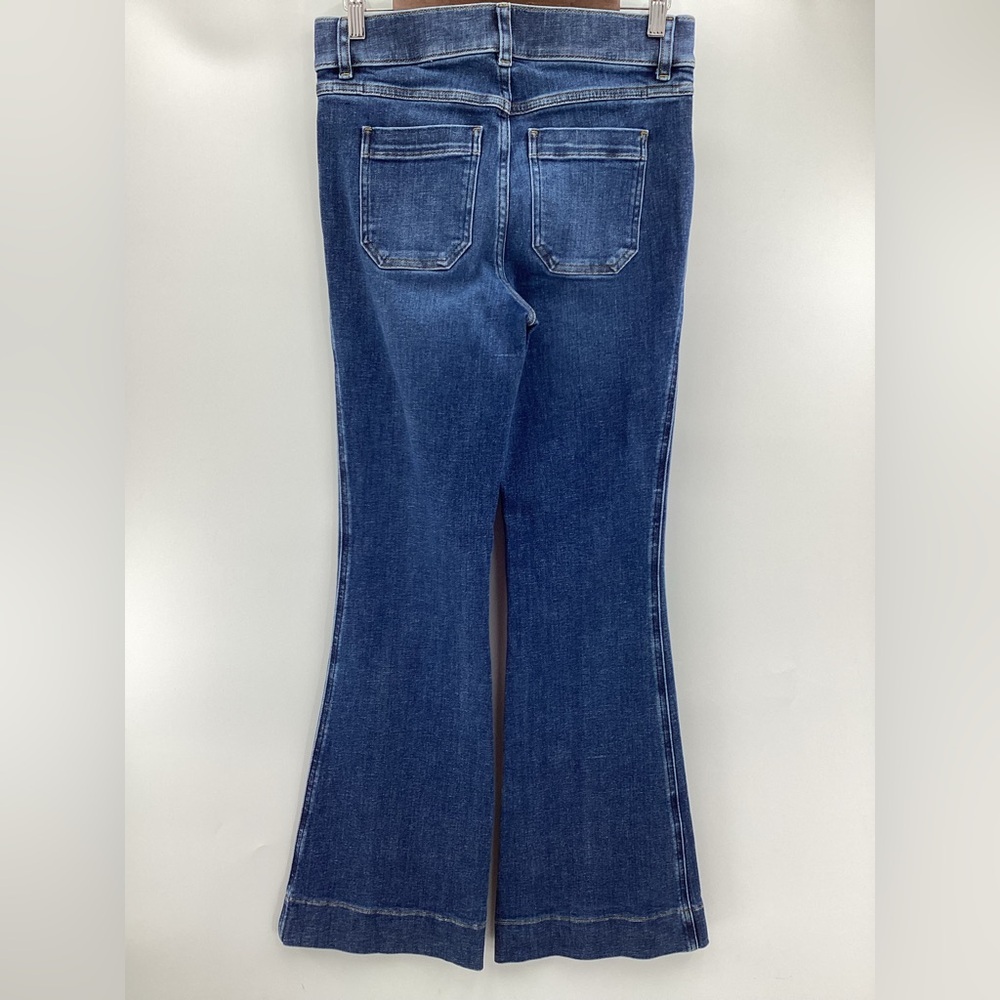 SPANX Pull-on Dark Blue Flare Jeans with Patch Pockets - Picture 3 of 12